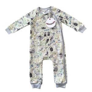 Little Wings By Paper Wings Baby Raglan Romper Organic Sheep Green Size 18 Month